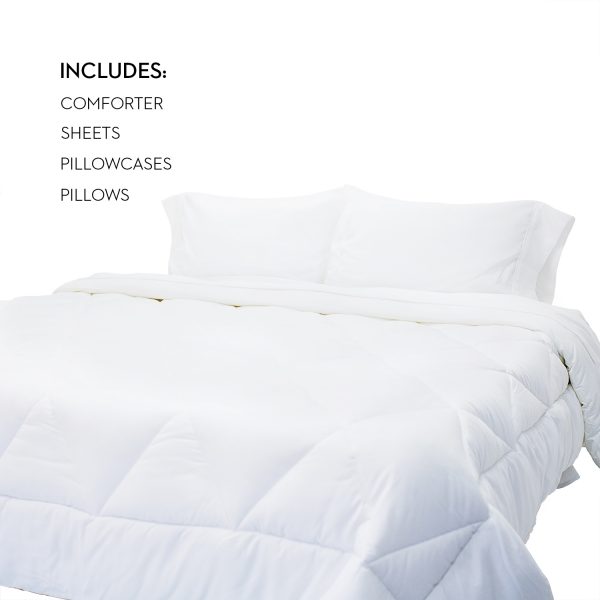 set includes: comforter, sheets, pillowcases and pillows