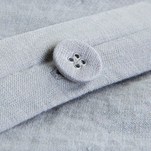 Malouf Woven ™ French Linen Duvet cover button closeup - smoke